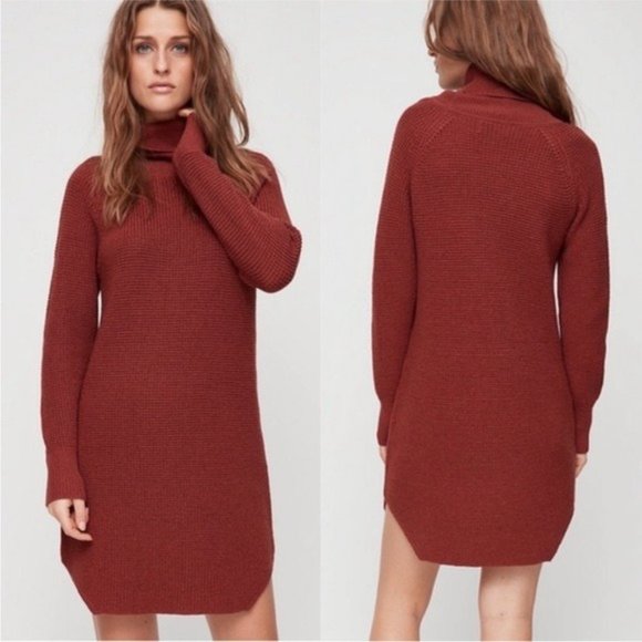 Aritzia Dresses & Skirts - Aritzia Wilfred Free Bianca Dress Sweater Dress Size XXS Rust Red Merino Wool